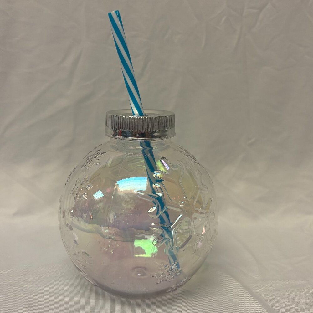 Christmas Ornament Ball Sipper Cup with Straw – 20oz IRRADESCENT